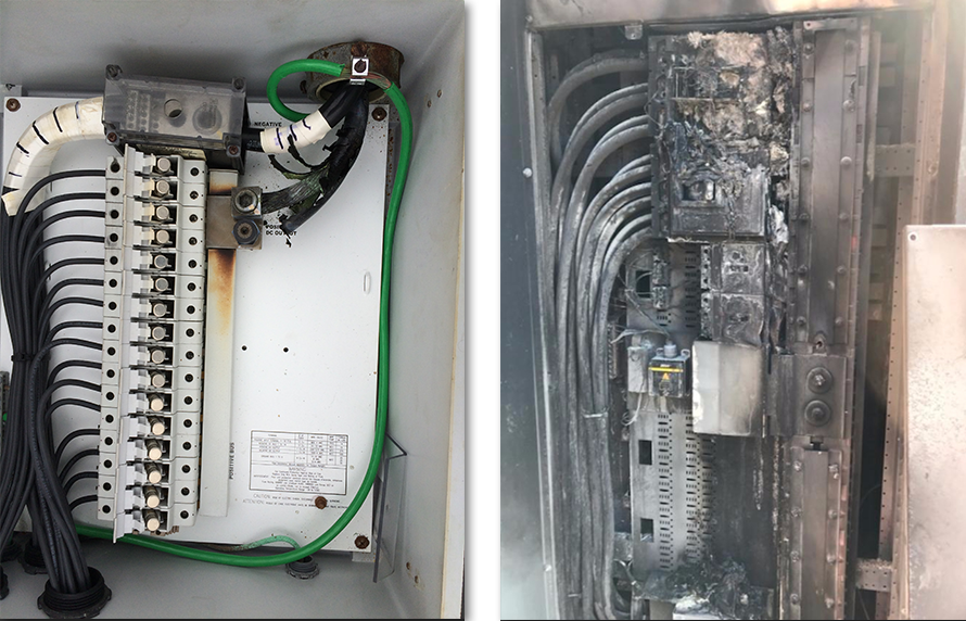 Two separate anomalies in a facility’s electrical equipment